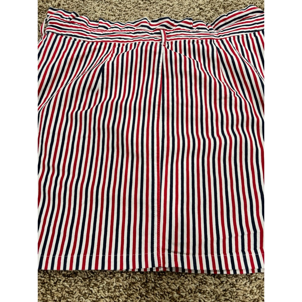 Forever 21 Red White Blue Striped Paperbag Waist Mini Skirt with Pockets 2X - Picture 7 of 9